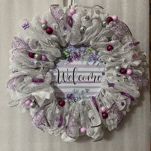 Elegant Purple and White Holiday Wreath